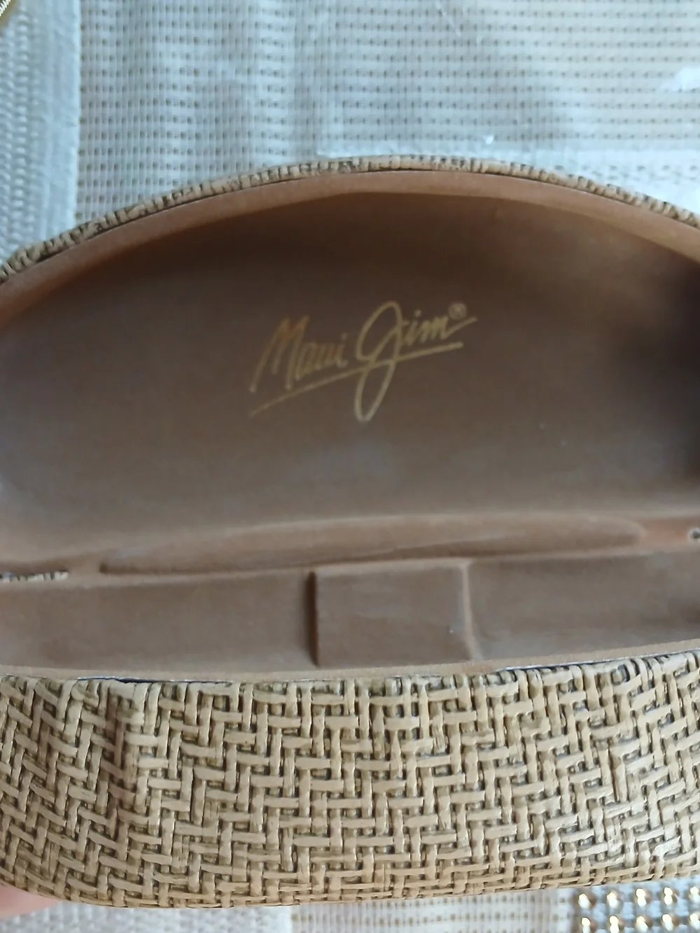 Maui Jim Sunglasses Replacement Case Hard Clamshell Bamboo Brown Logo Glasses